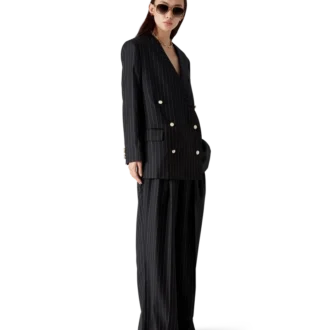 Skräddarsydda byxor i ull med smala ränder och tre veck