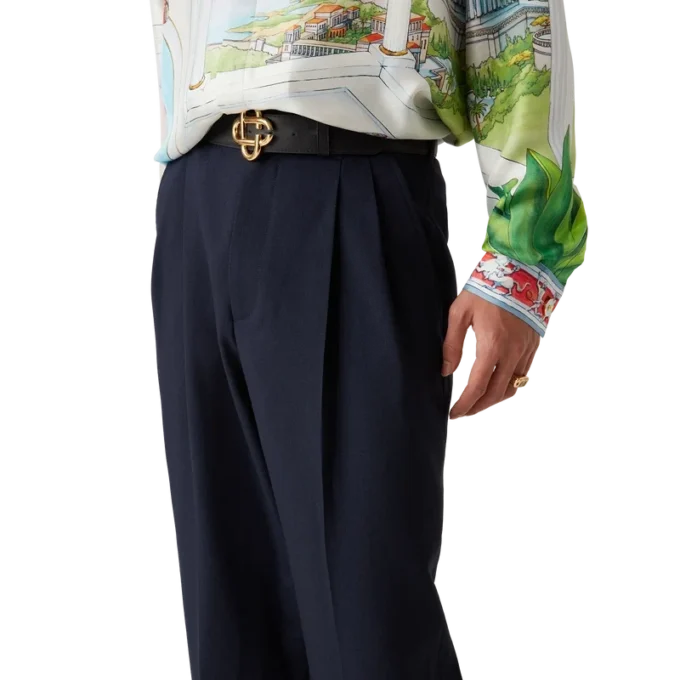 Skräddarsydda plisserade byxor i ull