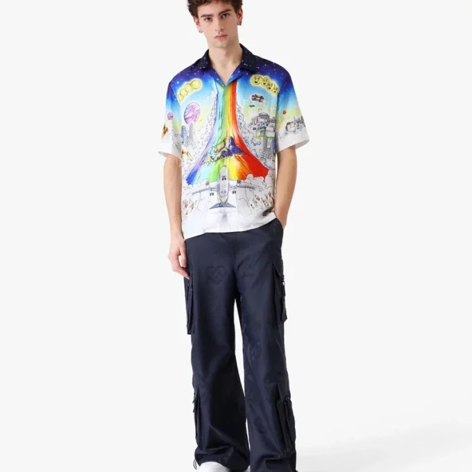 Solid Grooves kortärmad silkesskjorta