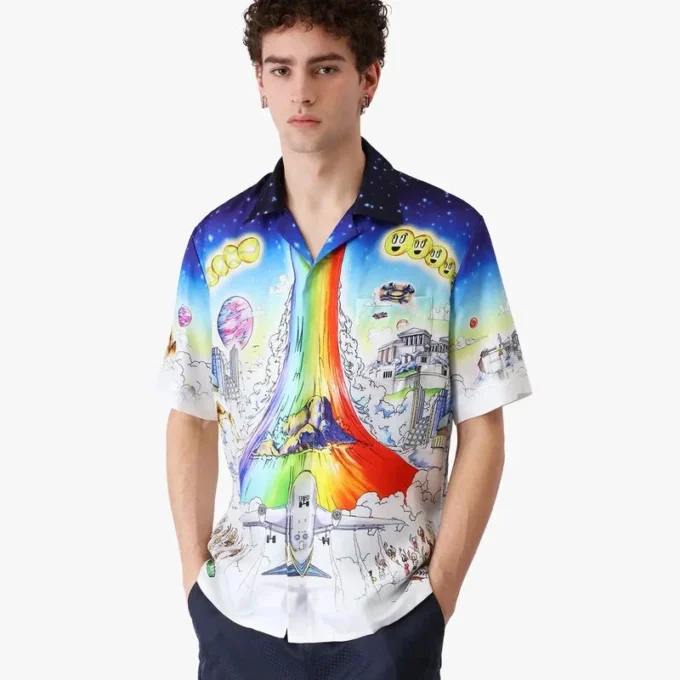 Solid Grooves kortärmad silkesskjorta