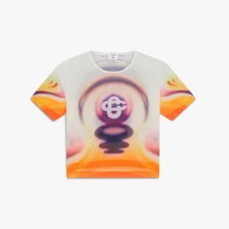 Sporchid-tryckt kortärmad T-shirt i mesh för barn