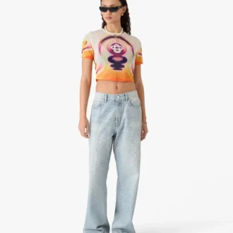 Sporchid-tryckt kortärmad T-shirt i mesh för barn