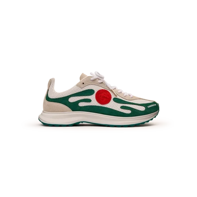 Stade-sneakers för damer i vitt och grönt