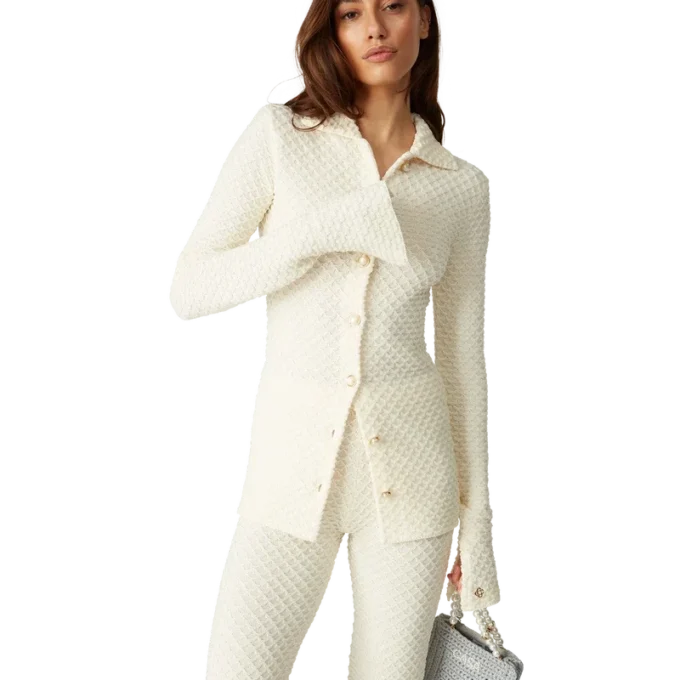 Strickad skjorta med struktur