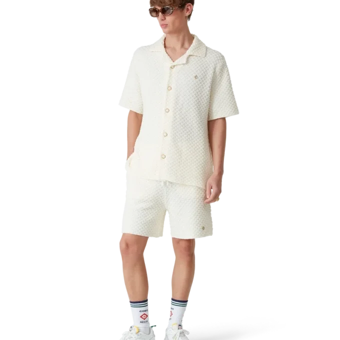 Strickade shorts med struktur