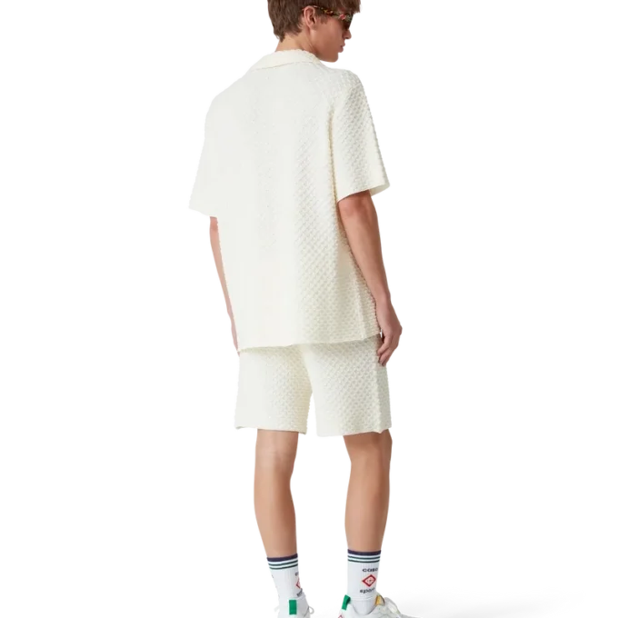 Strickade shorts med struktur