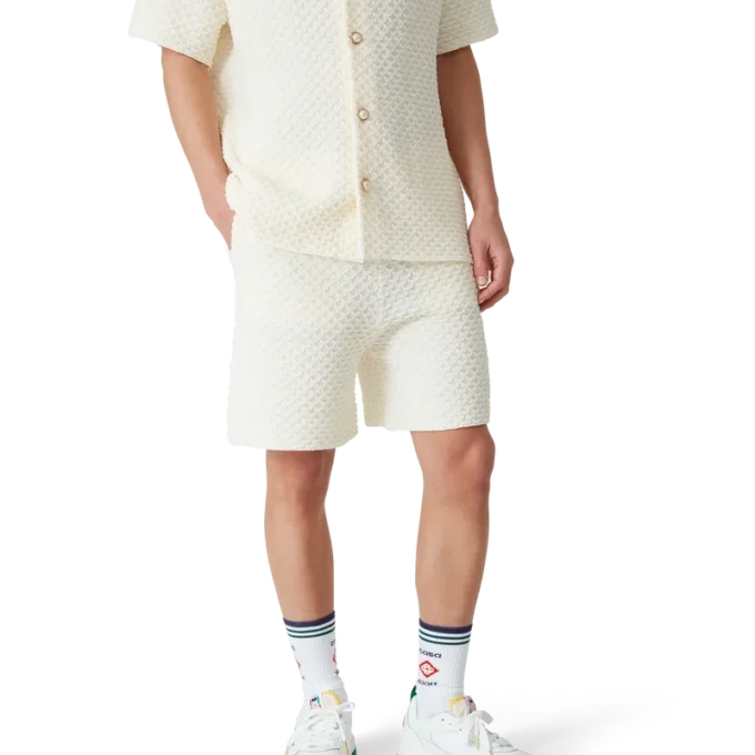 Strickade shorts med struktur
