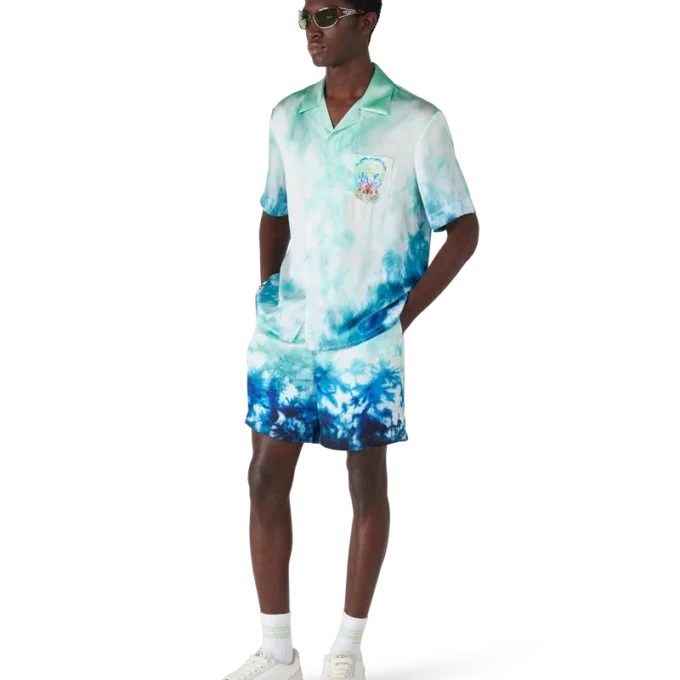 Surf Lotus kortärmad silkesskjorta