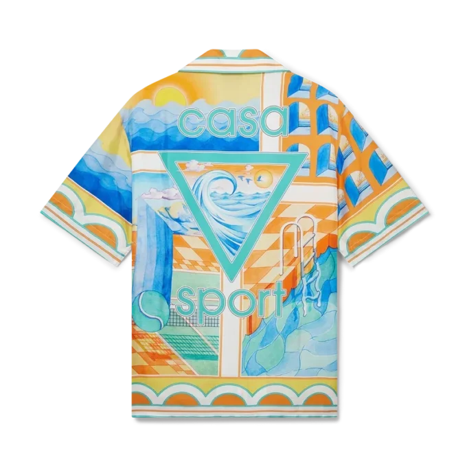 Surreal Pool kortärmad silkesskjorta i shorts