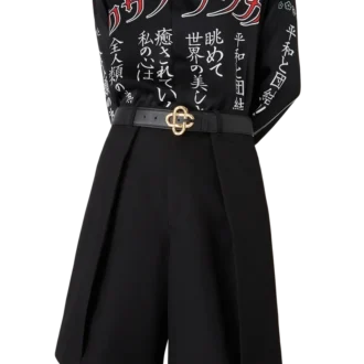 Svart bälte med CC-logotyp i guld för herr