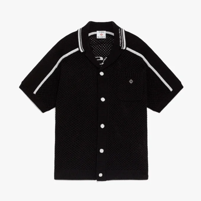 Svart kortärmad mesh-skjorta