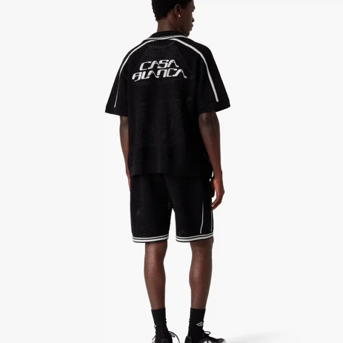 Svart kortärmad mesh-skjorta