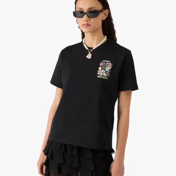 Svart kortärmad T-shirt med graffitimotiv