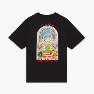 Svart kortärmad T-shirt med tennismotiv i Shorts-modell