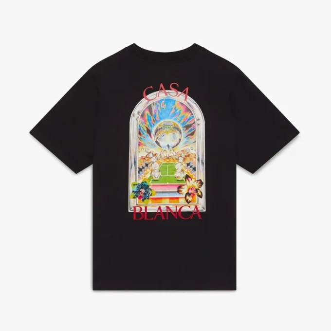 Svart kortärmad T-shirt med tennismotiv i Shorts-modell