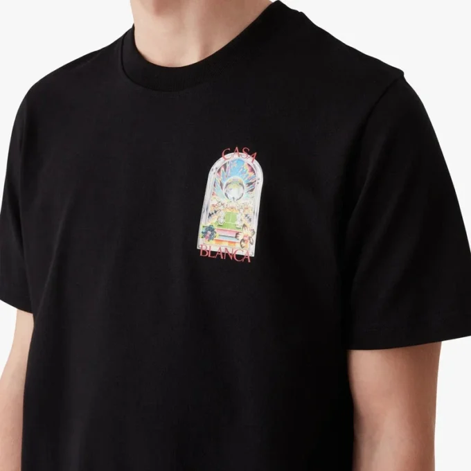 Svart kortärmad T-shirt med tennismotiv i Shorts-modell