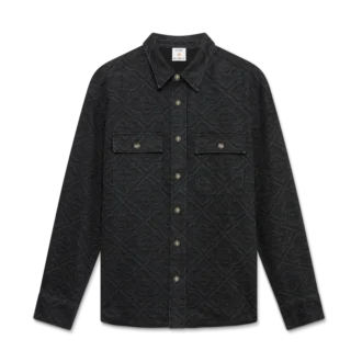 Svart långärmad denimskjorta med lasertryck