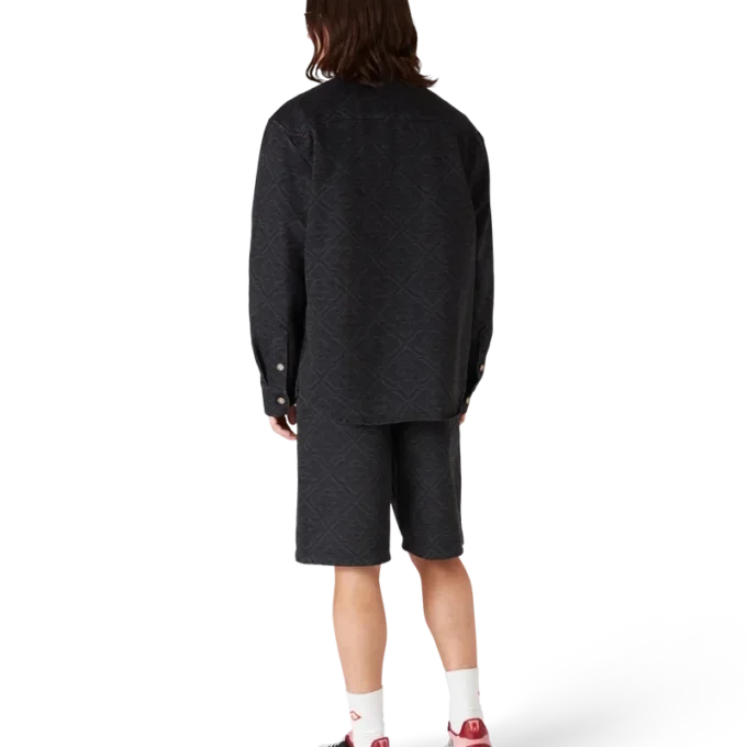 Svart långärmad denimskjorta med lasertryck