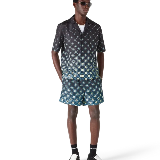 Svarta badshorts med monogram i dégradé