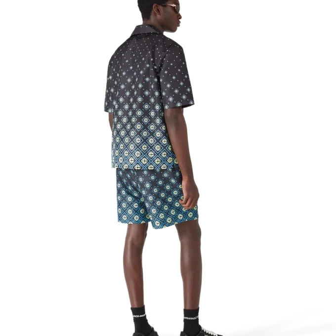 Svarta badshorts med monogram i dégradé