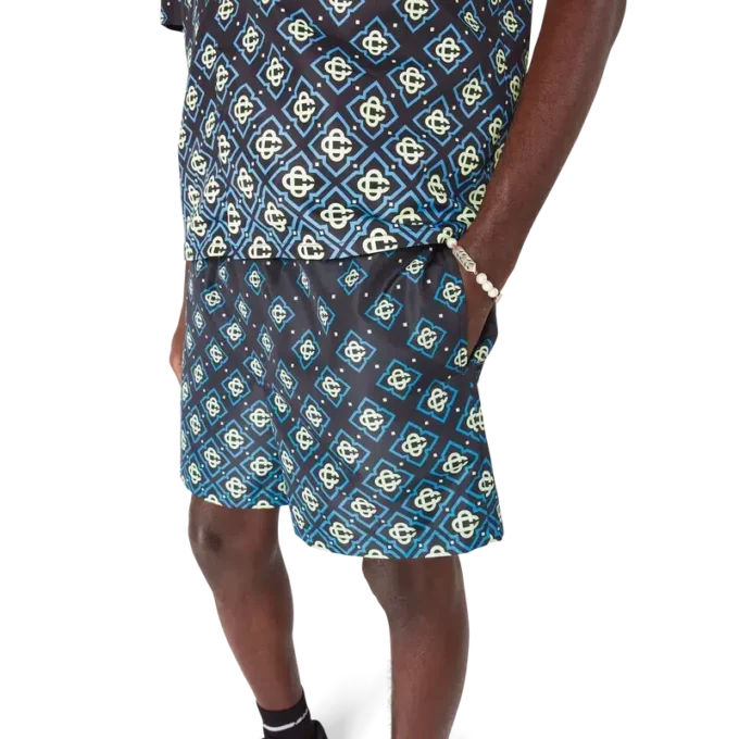 Svarta badshorts med monogram i dégradé