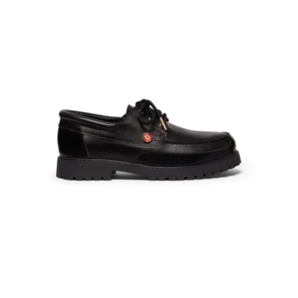 Svarta båtskor i läder för herr