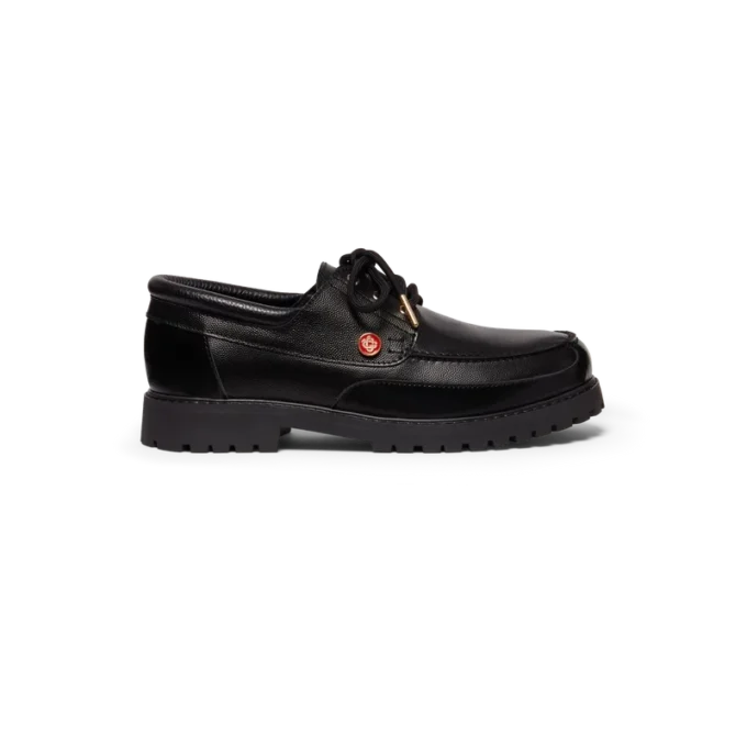 Svarta båtskor i läder för herr