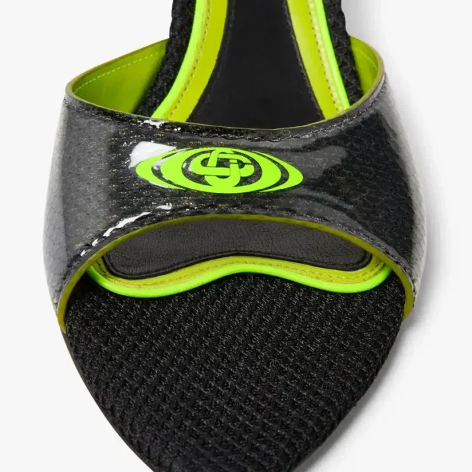 Svarta mulesandaler med klack