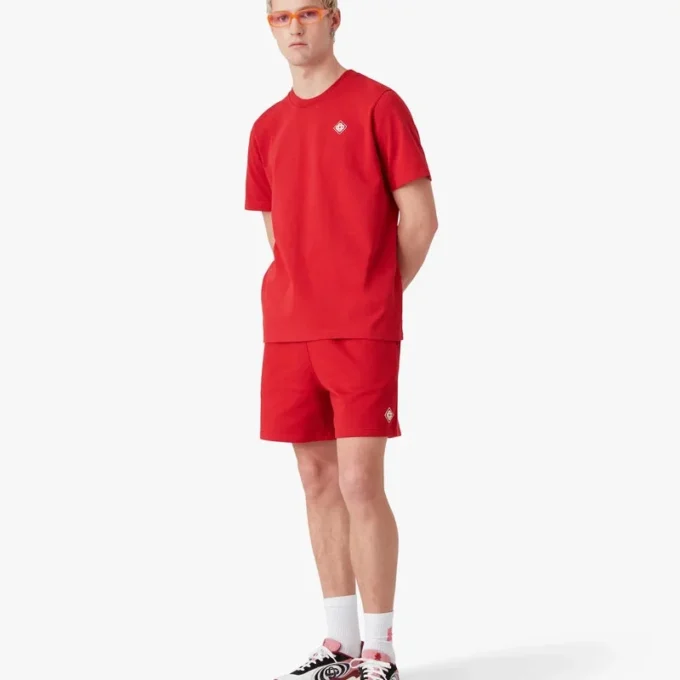 Sweatshorts med rött diamantlogo