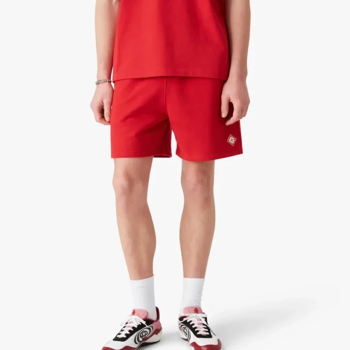 Sweatshorts med rött diamantlogo