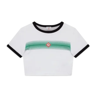 T-shirt med gradientrandig krage