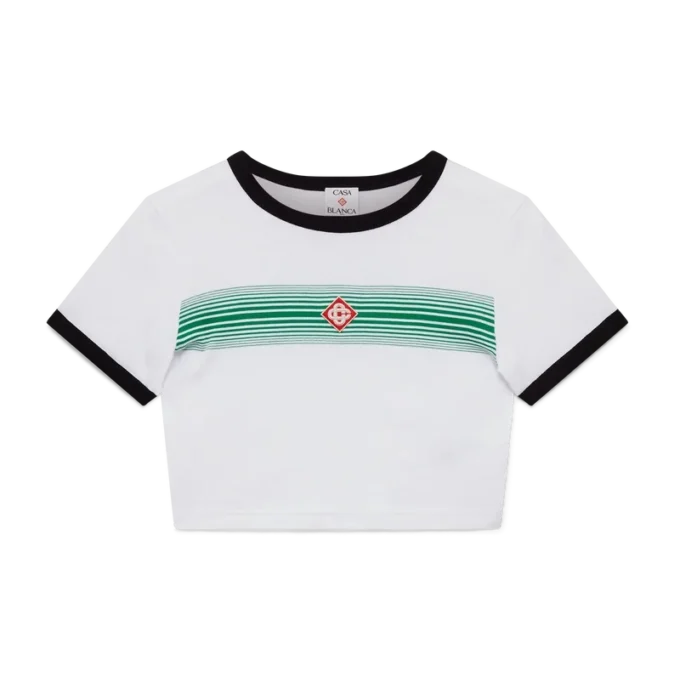 T-shirt med gradientrandig krage