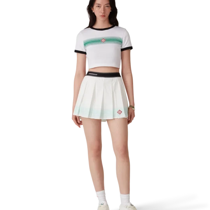 T-shirt med gradientrandig krage