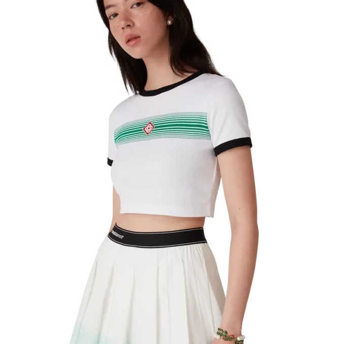 T-shirt med gradientrandig krage