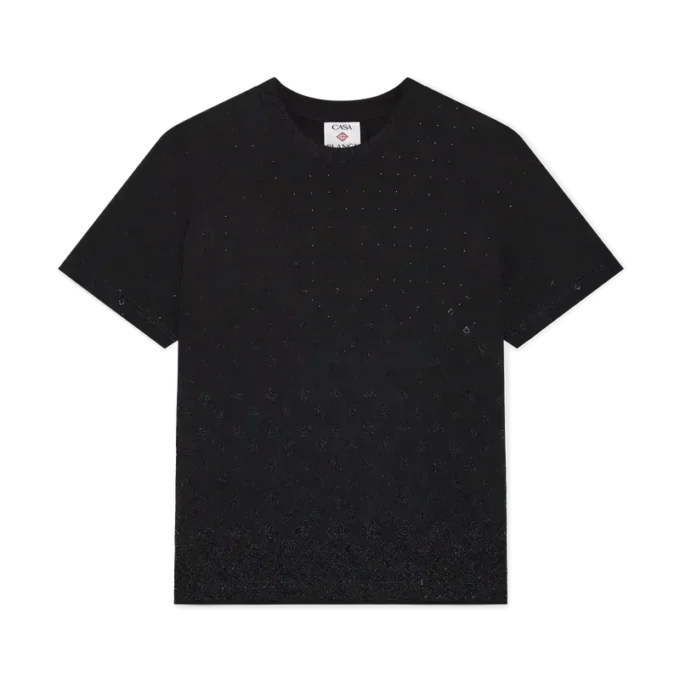 T-shirt med kort ärm och kristallmonogram