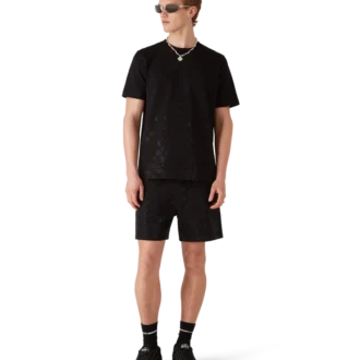 T-shirt med kort ärm och kristallmonogram