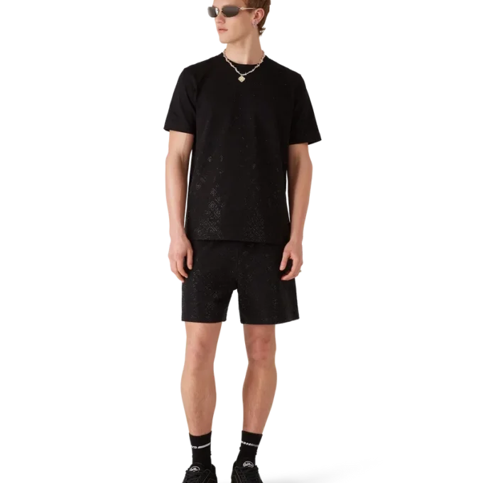 T-shirt med kort ärm och kristallmonogram