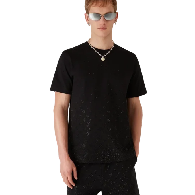 T-shirt med kort ärm och kristallmonogram