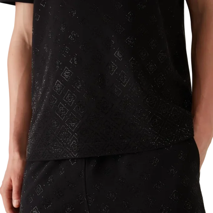 T-shirt med kort ärm och kristallmonogram