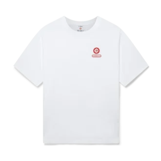 T-shirt med logotyp-patch, oversized och korta ärmar