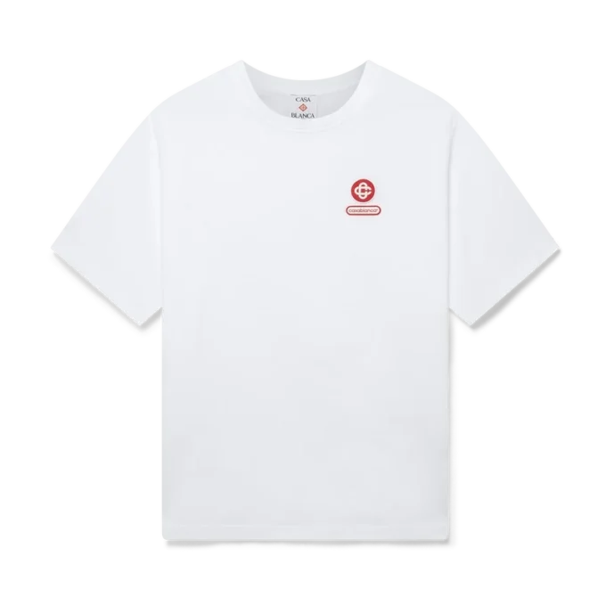 T-shirt med logotyp-patch, oversized och korta ärmar