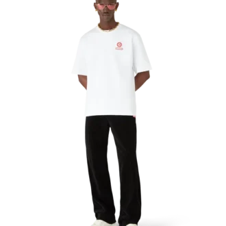 T-shirt med logotyp-patch, oversized och korta ärmar