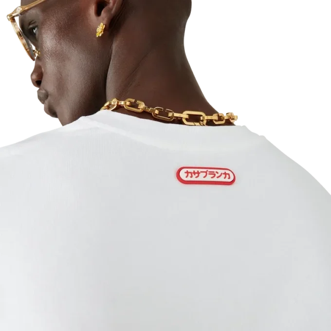 T-shirt med logotyp-patch, oversized och korta ärmar