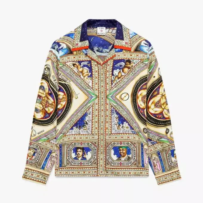 Take Me to Church långärmad silkesskjorta med kubansk krage