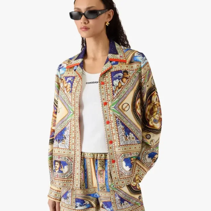 Take Me to Church långärmad silkesskjorta med kubansk krage