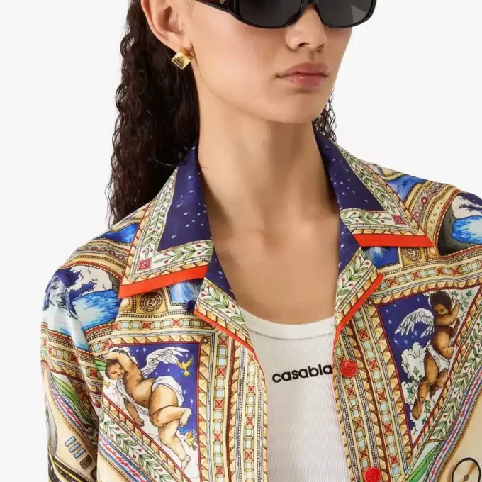 Take Me to Church långärmad silkesskjorta med kubansk krage