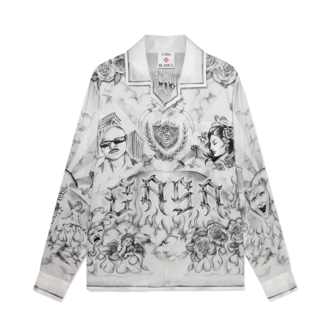Tattoo långärmad silkesskjorta