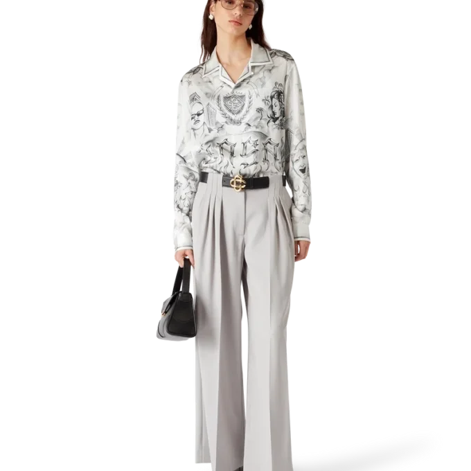 Tattoo långärmad silkesskjorta