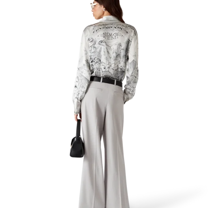 Tattoo långärmad silkesskjorta