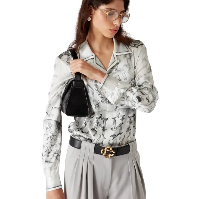 Tattoo långärmad silkesskjorta